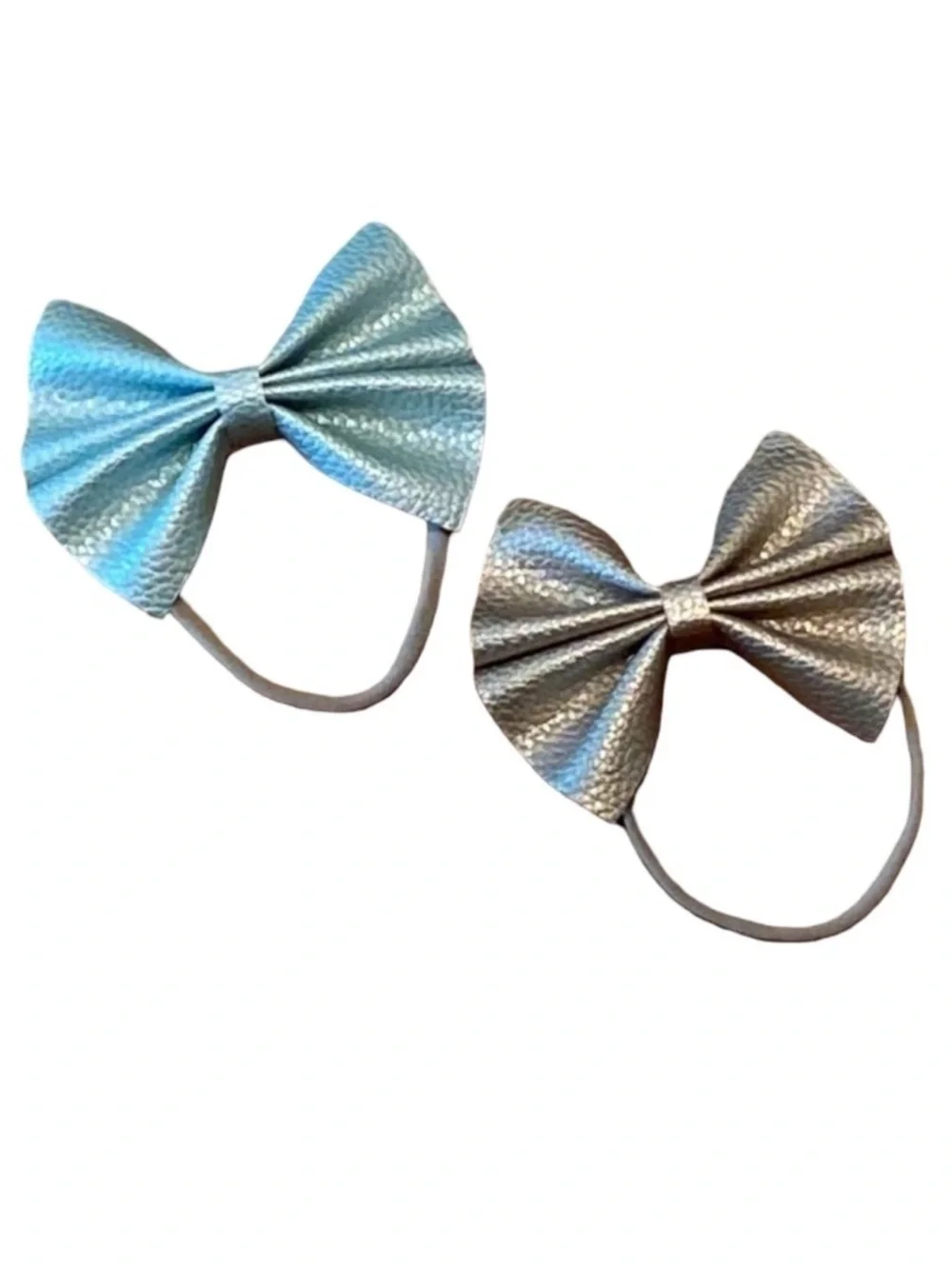 Faux Leather Headband Bows Baby Girl Set of 2